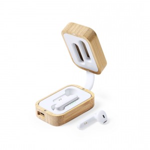 SET DE 2 OREILLETTES BLUETOOTH BAMBOU TRESAN PUBLICITAIRE